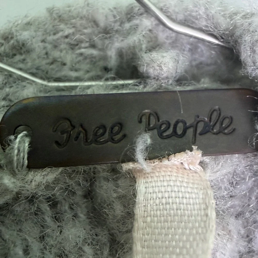 Free People Gray Wool‎ Mohair Blend Open Front Oversized Cardigan Sweater Womens